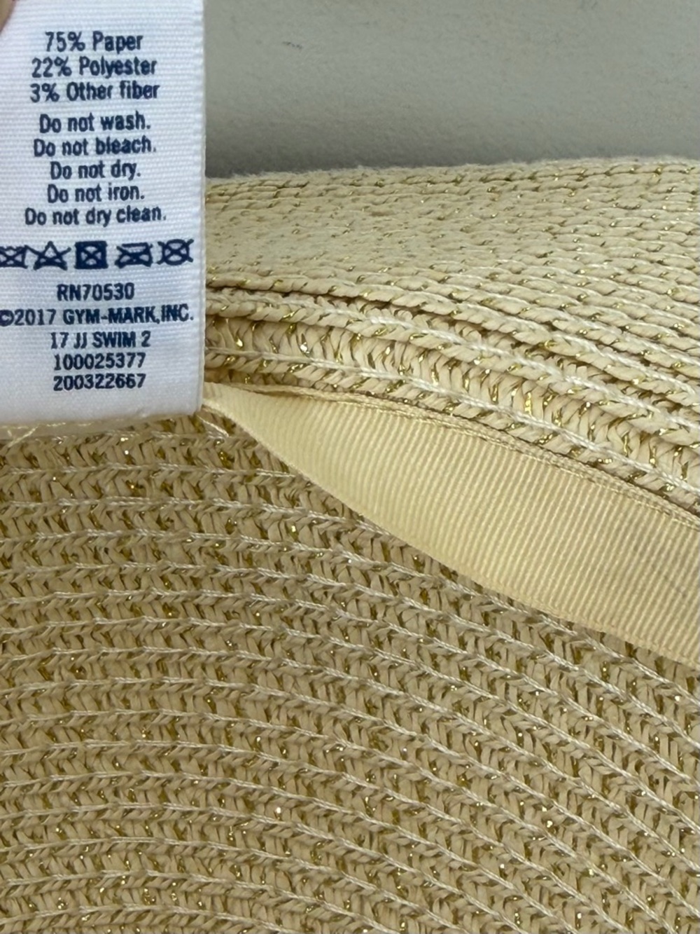 Janie and Jack Girls 2016 Resort Beige Gold Glitter Accent Sun Hat vacation 4-5 - Picture 6 of 8